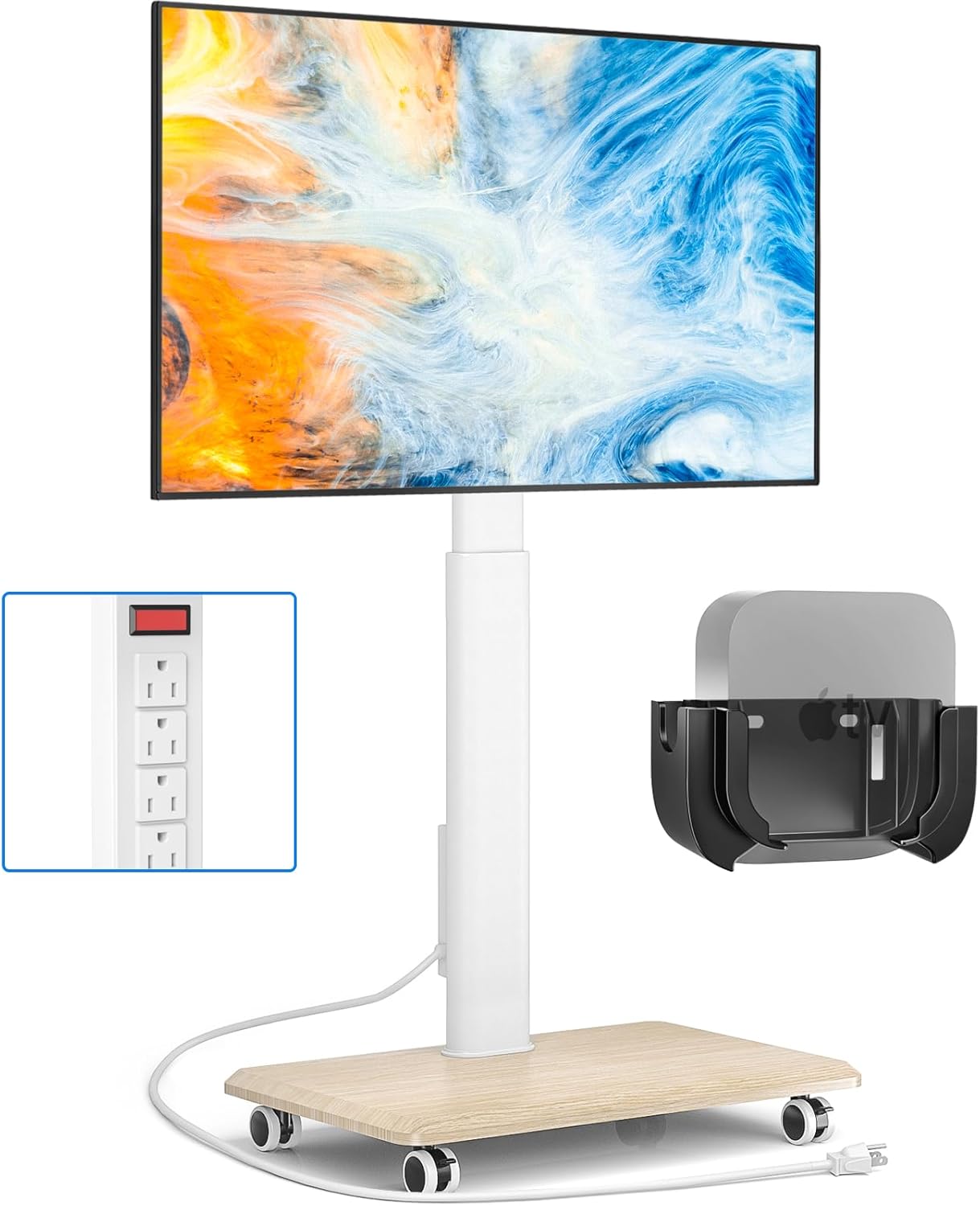 Rfiver Sleek Rolling TV Stand with Power Outlet for 32-70 Inch TVs